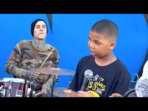 Travis Barker SURPRISES 9-Year-Old Blind Drummer at Lemonade Stand