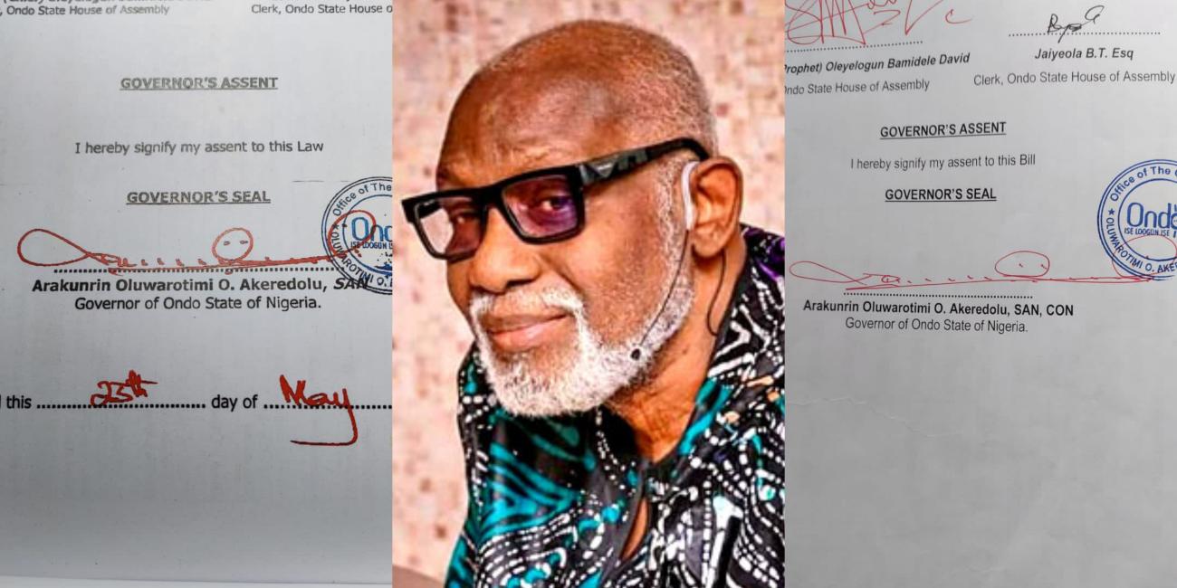 Photos Of Gov Akeredolu’s Signature Forged By His Aides, Family Members Emerge