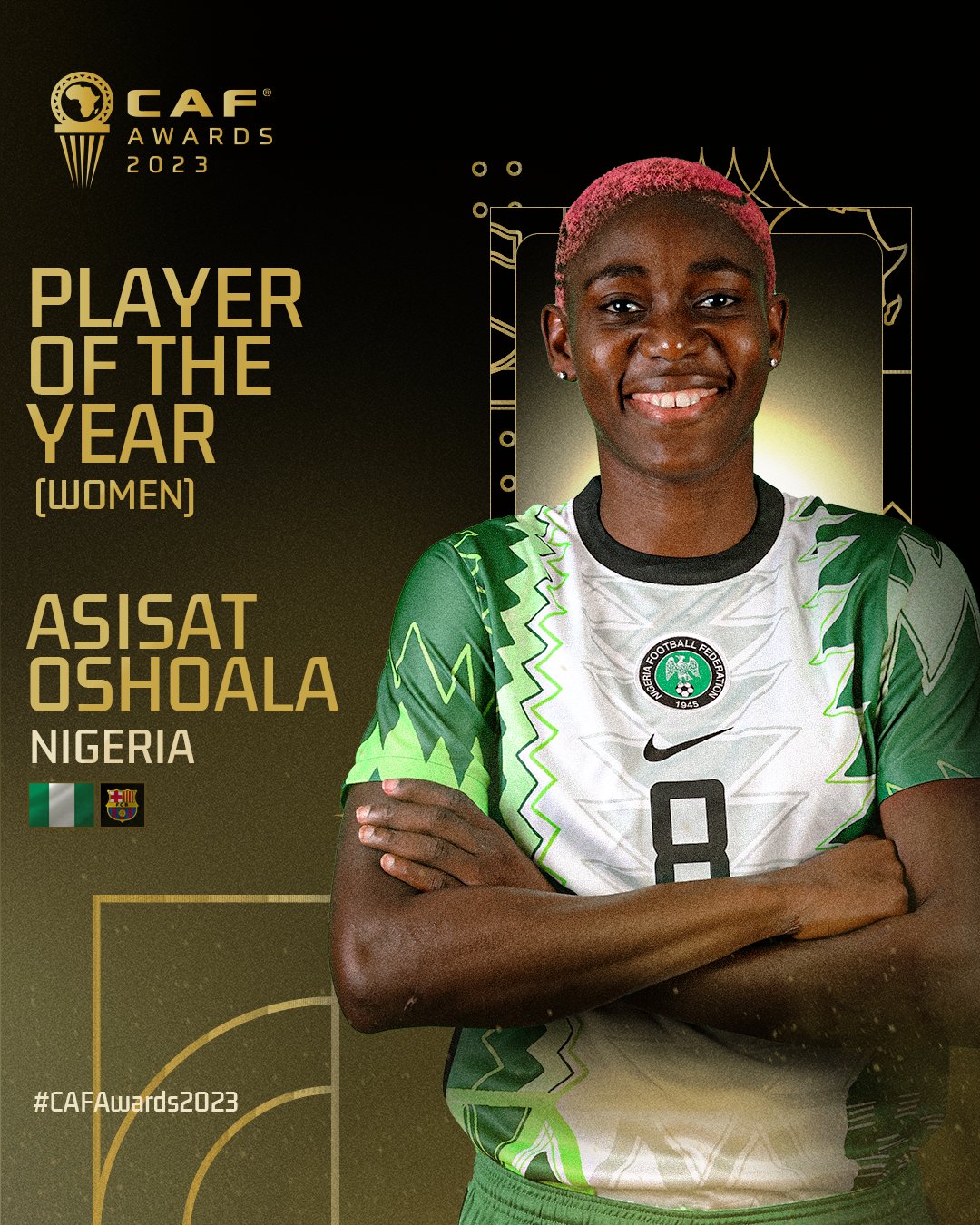 BREAKING: Falcons’ Oshoala Crowned African Women’s Player Of The Year