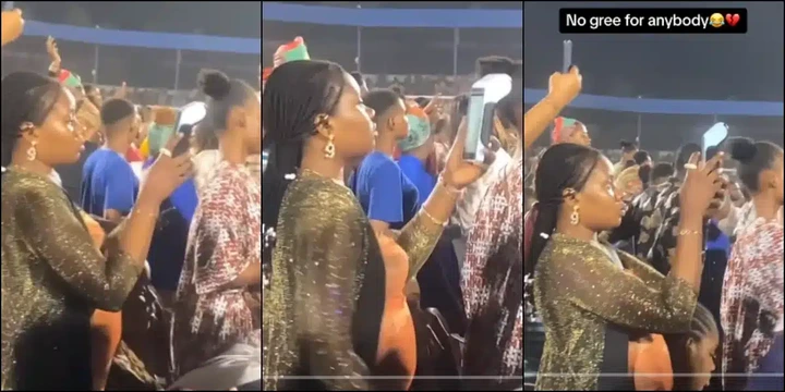 “No let anybody pressure you” – Reactions as lady uses POS machine to record video during church concert