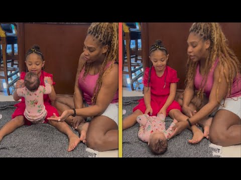 Watch Serena Williams and Daughter Olympia Help Baby Adira ‘WORK OUT’