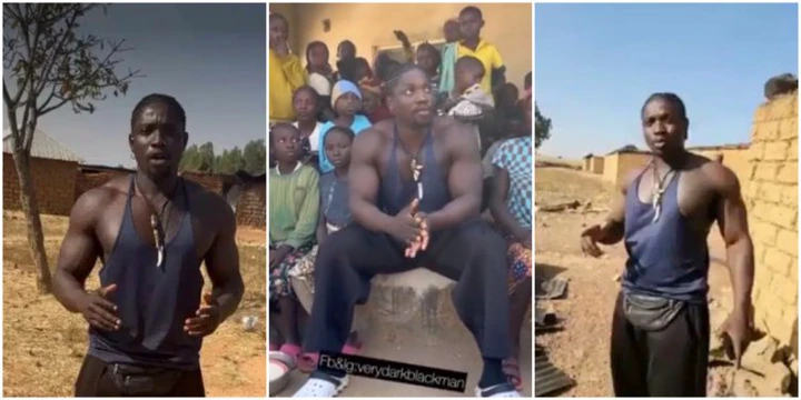 VeryDarkman melts hearts as he visits village in Jos where people were chased out of their homes