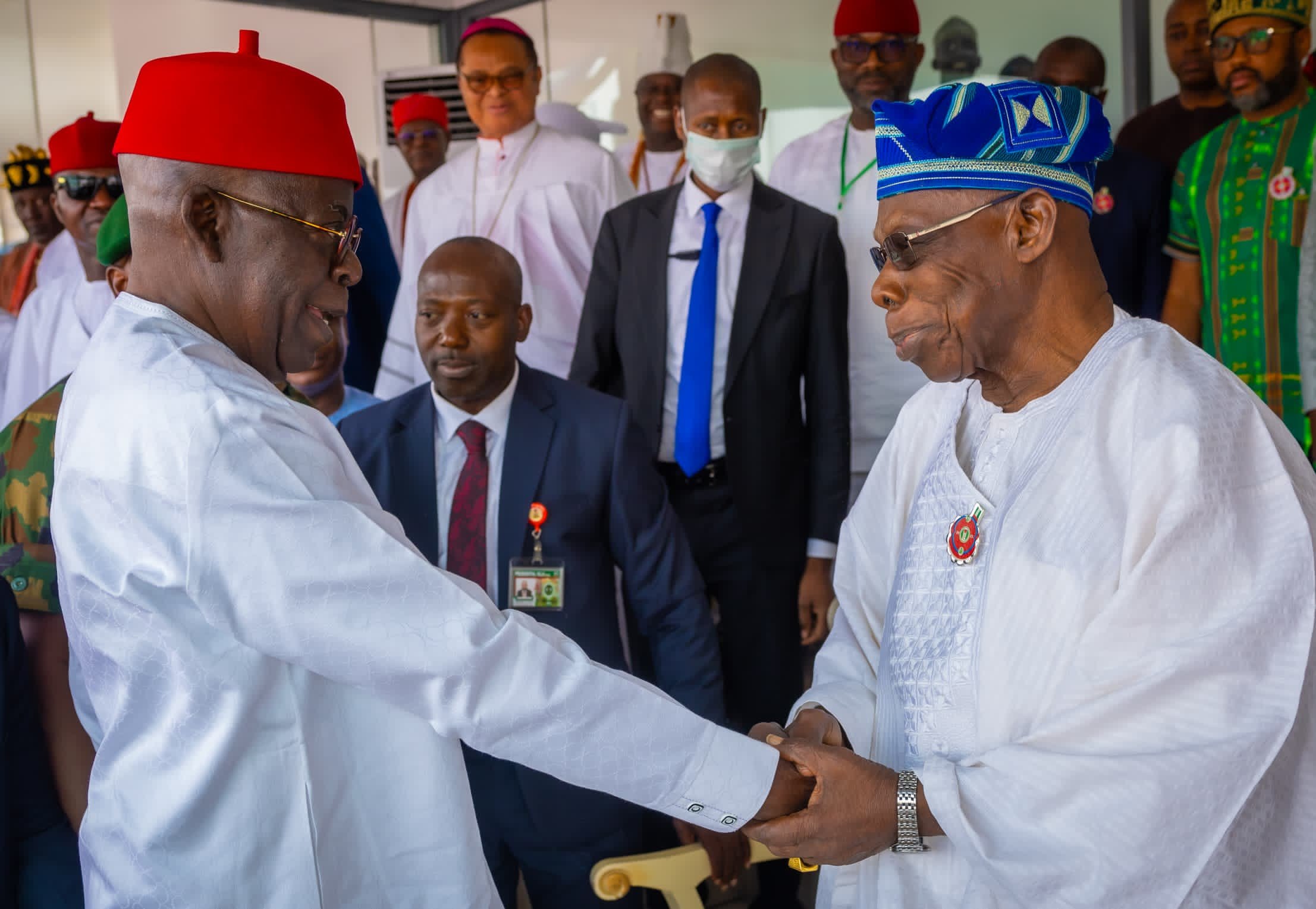 What Happened When Tinubu, Obasanjo Met In Imo As Crowd Watch (PHOTOS)