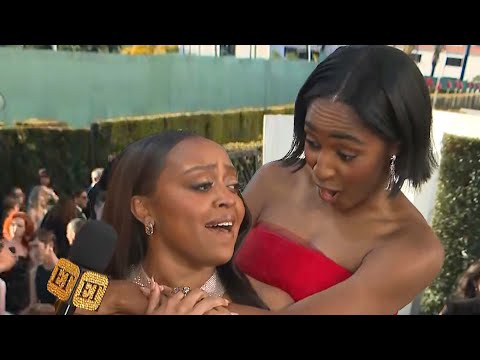 Ayo Edebiri and Quinta Brunson BURST INTO SONG at Golden Globes (Exclusive)