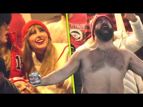 Taylor Swift Reacts to Shirtless Jason Kelce as They Celebrate Chiefs Win