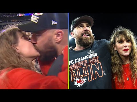 Taylor Swift and Travis Kelce KISS After Kansas City Chiefs Advance to Super Bowl!