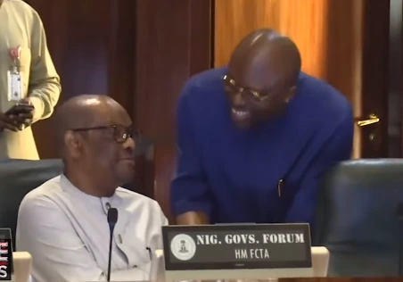 Moment Governor Fubara And His Predecessor, Nyesom Wike, Met At The State Council Chambers In The Presidential Villa (Video)