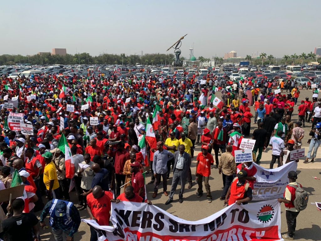 BREAKING: Tension As Large Number Of NLC Members Storm National Assembly (VIDEO)