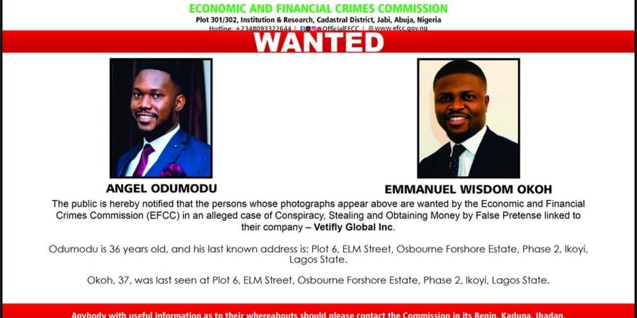 BREAKING: Helicopter-Booking Company, Vetifly’s CEO Okoh, COO Odumodu Declared Wanted By Nigeria’s Anti-Corruption Agency, EFCC