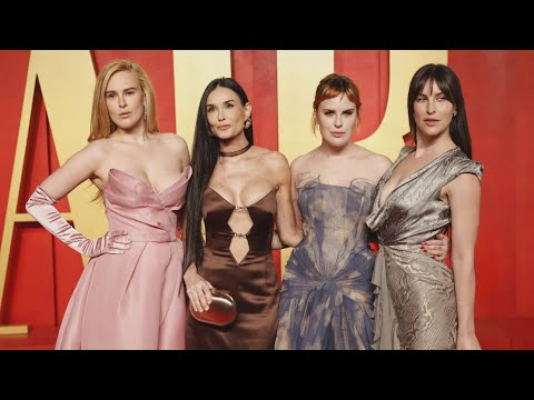 Demi Moore Makes RARE Appearance With All Three Daughters at Oscars Party