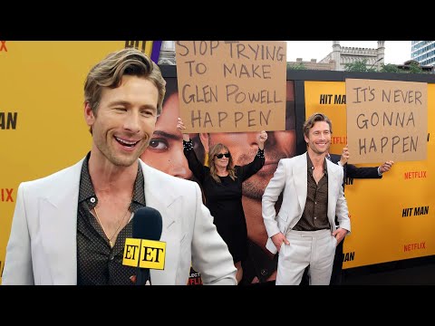 Glen Powell Reacts to His Parents TROLLING HIM at Hit Man Premiere (Exclusive)