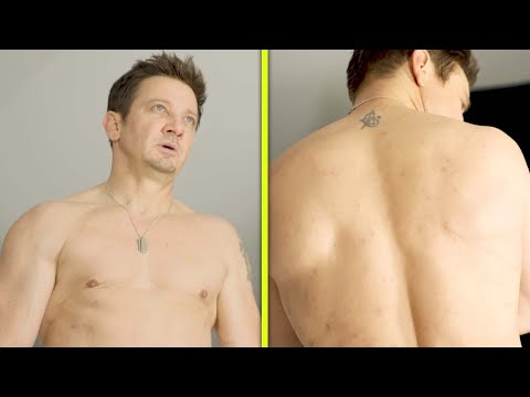 Shirtless Jeremy Renner Shows Off Snowplow Accident Scars