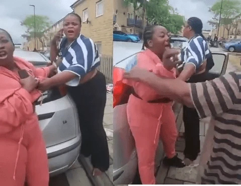 BREAKING: Two UK-Based Nigerian Ladies Fight Each Other On The Street Over A Man (Watch Video)