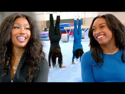 SZA and Simone Biles in HANDSTAND Competition!